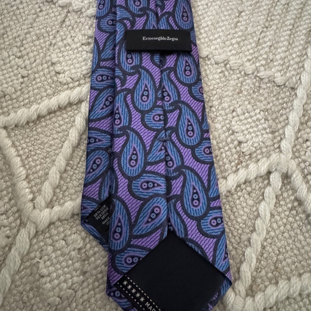 Ermenegildo Zegna Blue and Purple Paisley Tie